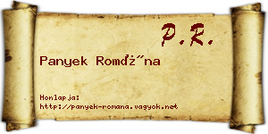 Panyek Romána névjegykártya